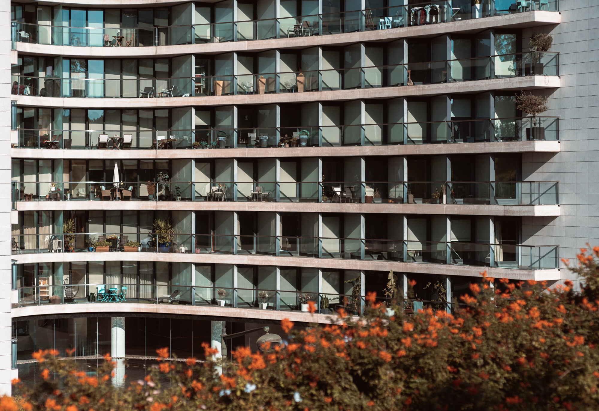 Modern apartment building facade